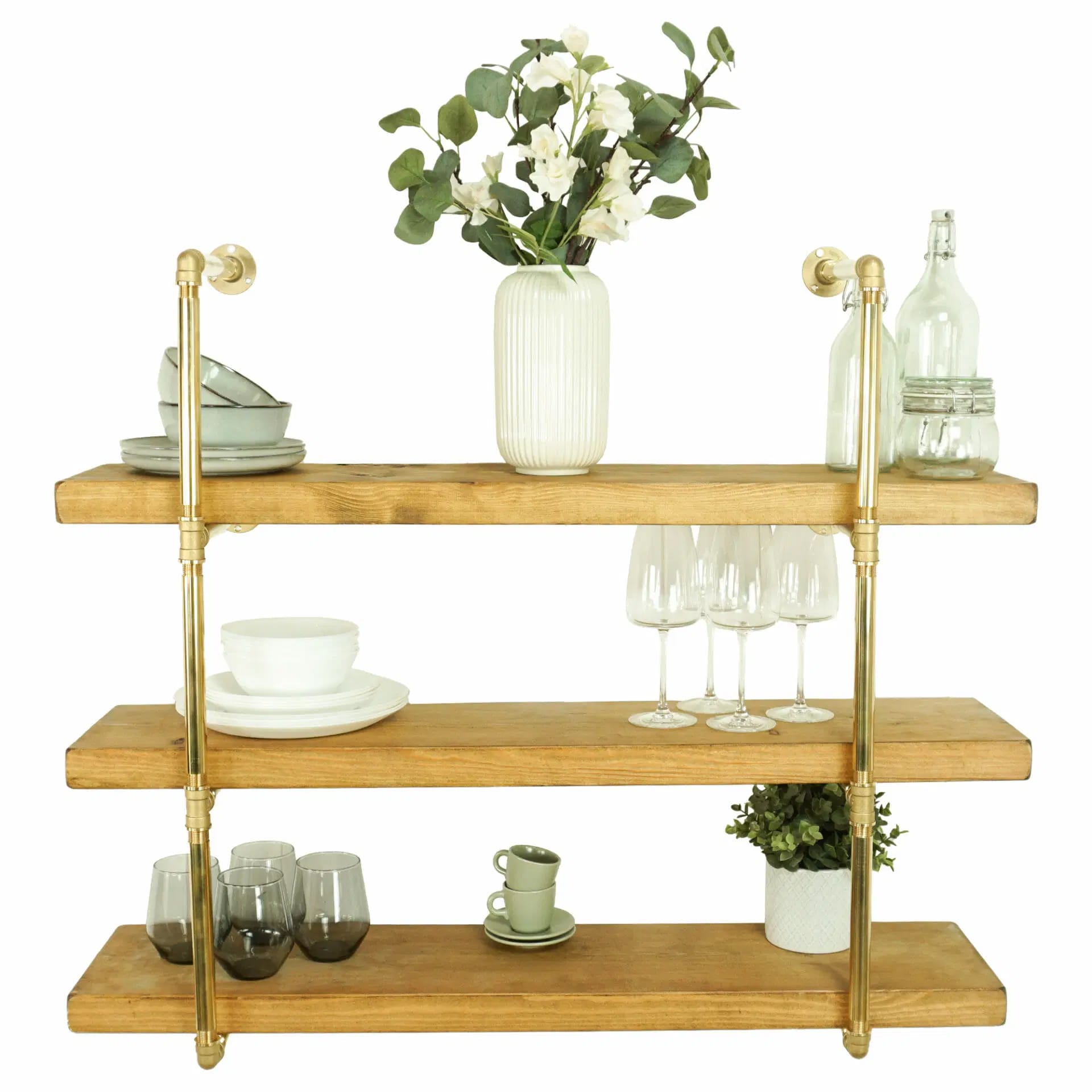 Solid Brass Reclaimed Timber Shelving Unit Pipe Dream Furniture