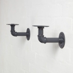 powder coated grey curved elbow pipe shelf brackets - pair