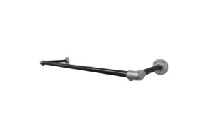 Black and silver industrial steel pipe clothes hanging rail