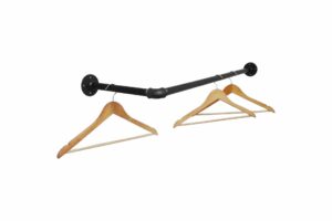 Black industrial steel pipe clothes hanging rail