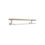 White Clothing Rail With Solid Wooden Shelf