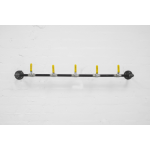 industrial steel pipe coat rack with yellow valve tap hooks