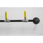 industrial steel pipe coat rack with yellow valve tap hooks