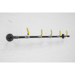 industrial steel pipe coat rack with yellow valve tap hooks