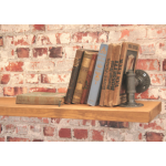 reclaimed wooden shelf with industrial steel pipe brackets