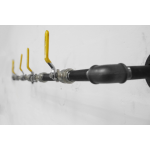 industrial steel pipe coat rack with yellow valve tap hooks