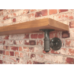 reclaimed wooden shelf with industrial steel pipe brackets