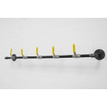 industrial steel pipe coat rack with yellow valve tap hooks