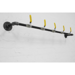 industrial steel pipe coat rack with yellow valve tap hooks