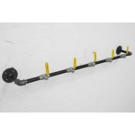 industrial steel pipe coat rack with yellow valve tap hooks