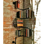 industrial steel pipe wall mounted corner bookcase