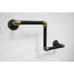 industrial steel pipe black and brass wall mounted tiered bookcase