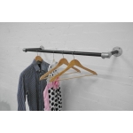 industrial steel pipe raw and silver wall mounted clothing rail