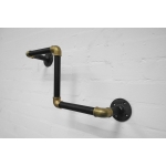 industrial steel pipe black and brass wall mounted tiered bookcase