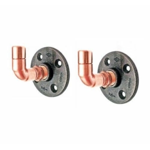 Copper wall mounted industrial pipe coat hooks