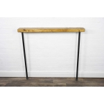 Black steel industrial pipe legs with reclaimed table top console table