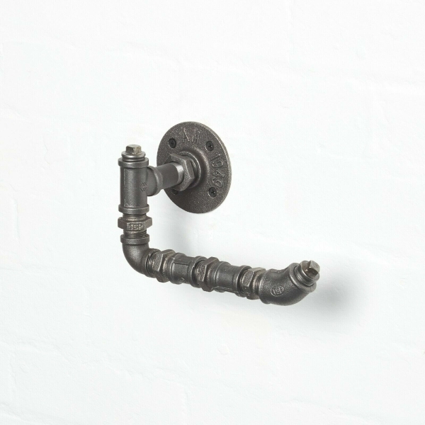 wall mounted industrial pipe raw steel vintage funky toilet roll holder