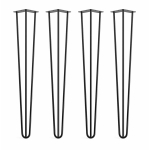 Black steel hairpin legs table chair x 4