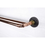 Double curtain rail made from copper industrial pipe