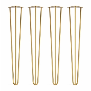 Gold steel hairpin legs table chair x 4