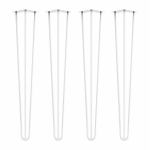 White steel hairpin legs table chair x 4