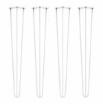 White steel hairpin legs table chair x 4