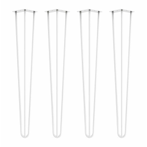 White steel hairpin legs table chair x 4