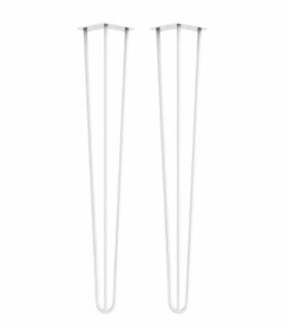 White steel hairpin legs table chair
