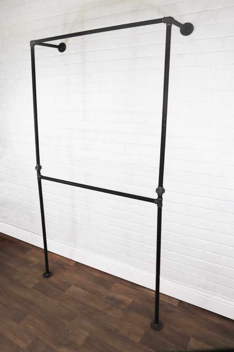 Raw Steel Free Standing Full Height Two Tiered Clothing Rail 3 768x1152 