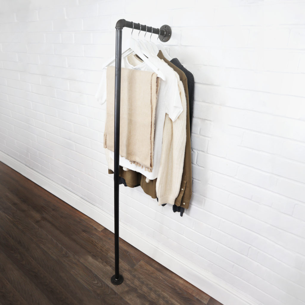 Straight Clothing Rail Wall Mounted Clothing Rod | Industrial Pipe ...