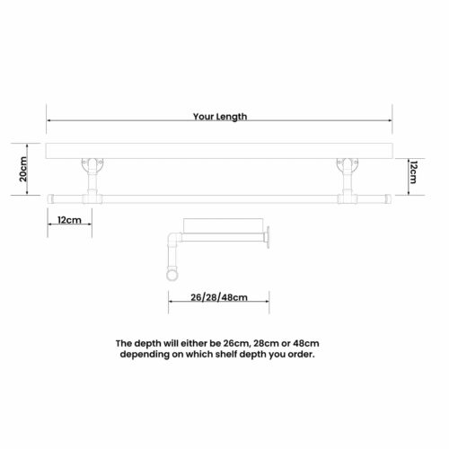 Tee Clothes Rail With Solid Wooden Shelf-Manual