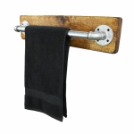 Towel Rail With Wood - Industrial Silver - 2