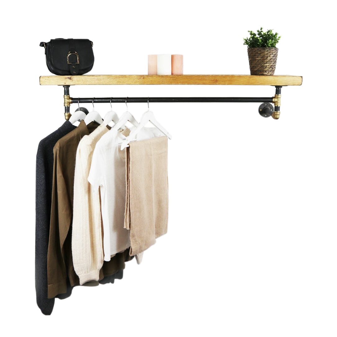 Brass Clothes Rack With Shelf - The Forest & Co.