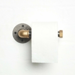 black steel and brass toilet roll holder industrial pipe