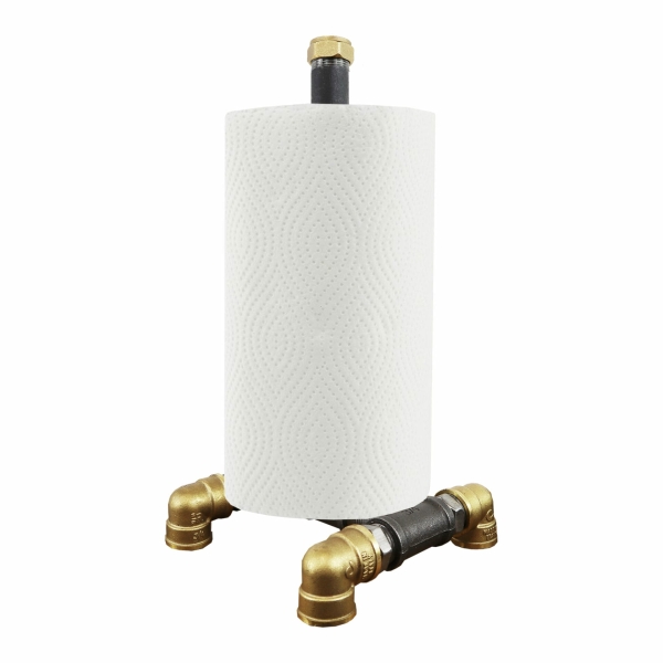 kitchen roll holder raw steel & brass