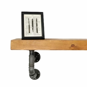 Raw steel heavy duty angled shelf brackets close up pipedreamfurniture