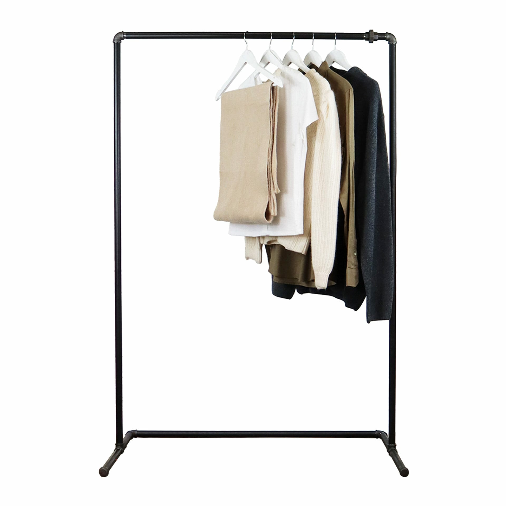 Free Standing Walk In Clothing Rail | Industrial Raw Steel Pipe Style ...