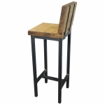 black steel square metal frame bar stool handmade with reclaimed wood