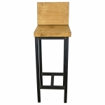 black steel square metal frame bar stool handmade with reclaimed wood