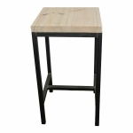 high bar table stool with steel black legs and reclaimed wooden seat