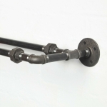 raw steel industrial pipe double towel rail with red hooks