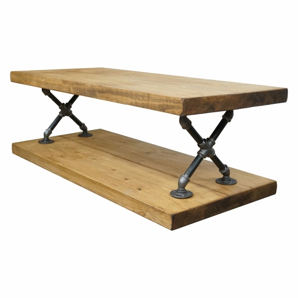 reclaimed wood industrial pipe handmade coffee table