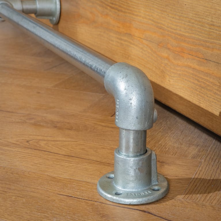 Bar/Kitchen-Foot-Rail- Industrial-Silver-Key-Clamp-Pipe-Style-3