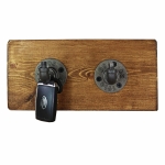 industrial pipe key hooks on oak frame