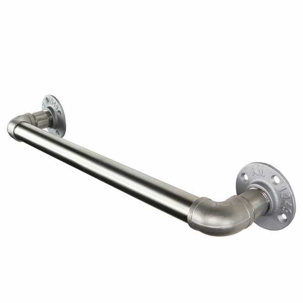 towel rail stainless steel industrial pipe angle left closeup