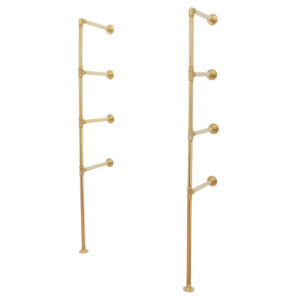 Floor Mounted Shelving Unit | Industrial Brass Pipe Style