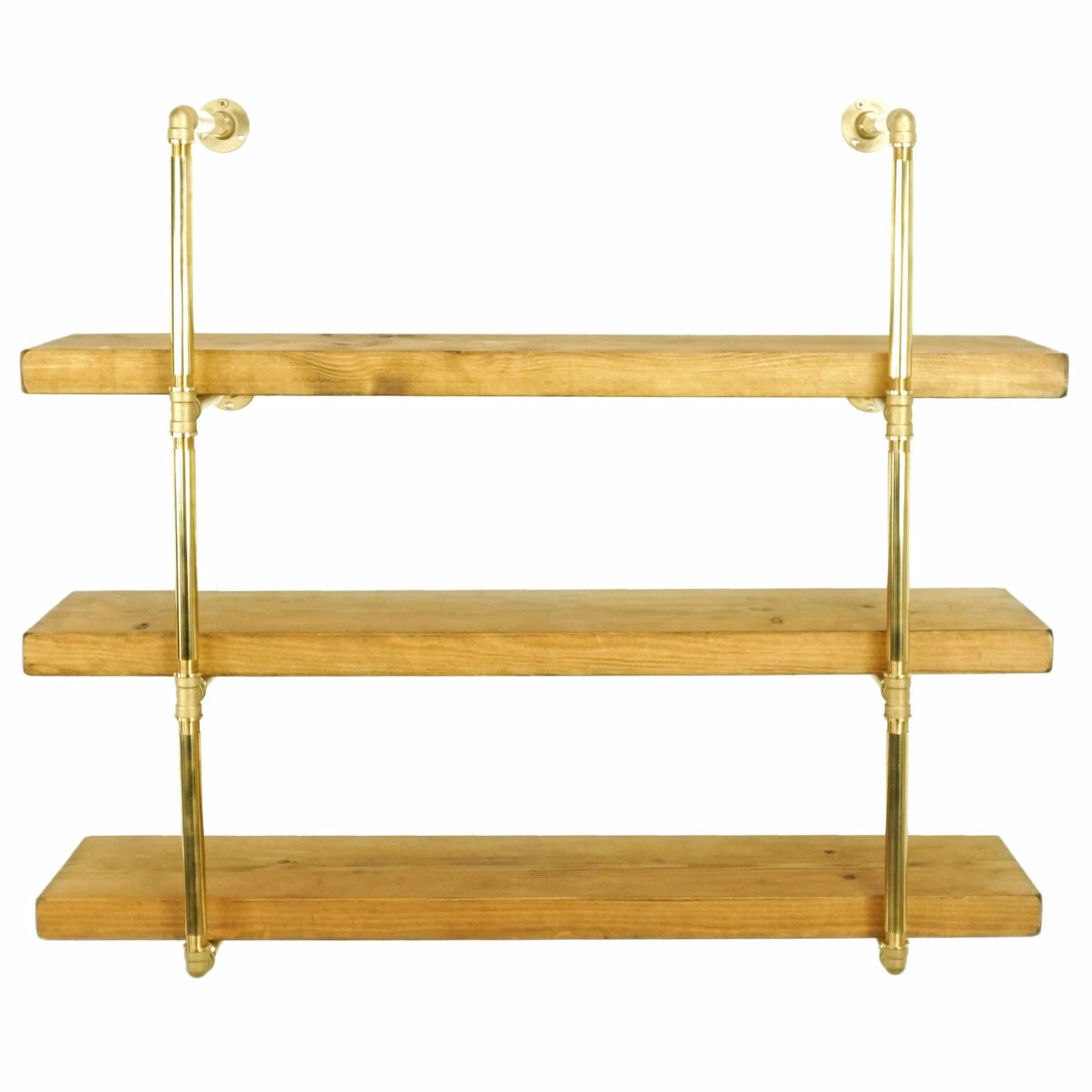 Solid Brass Reclaimed Timber Shelving Unit - Pipe Dream Furniture