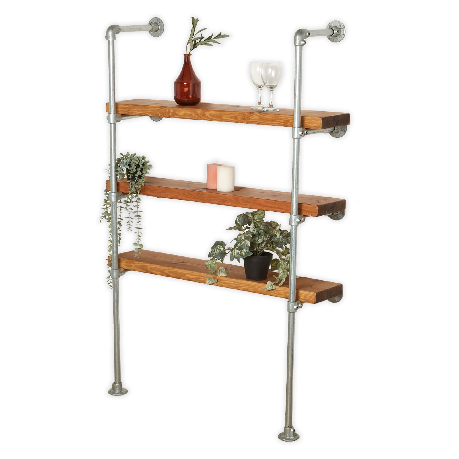 Industrial Pipe Shelving Unit Key Clamp - Reclaimed Wood Shelves