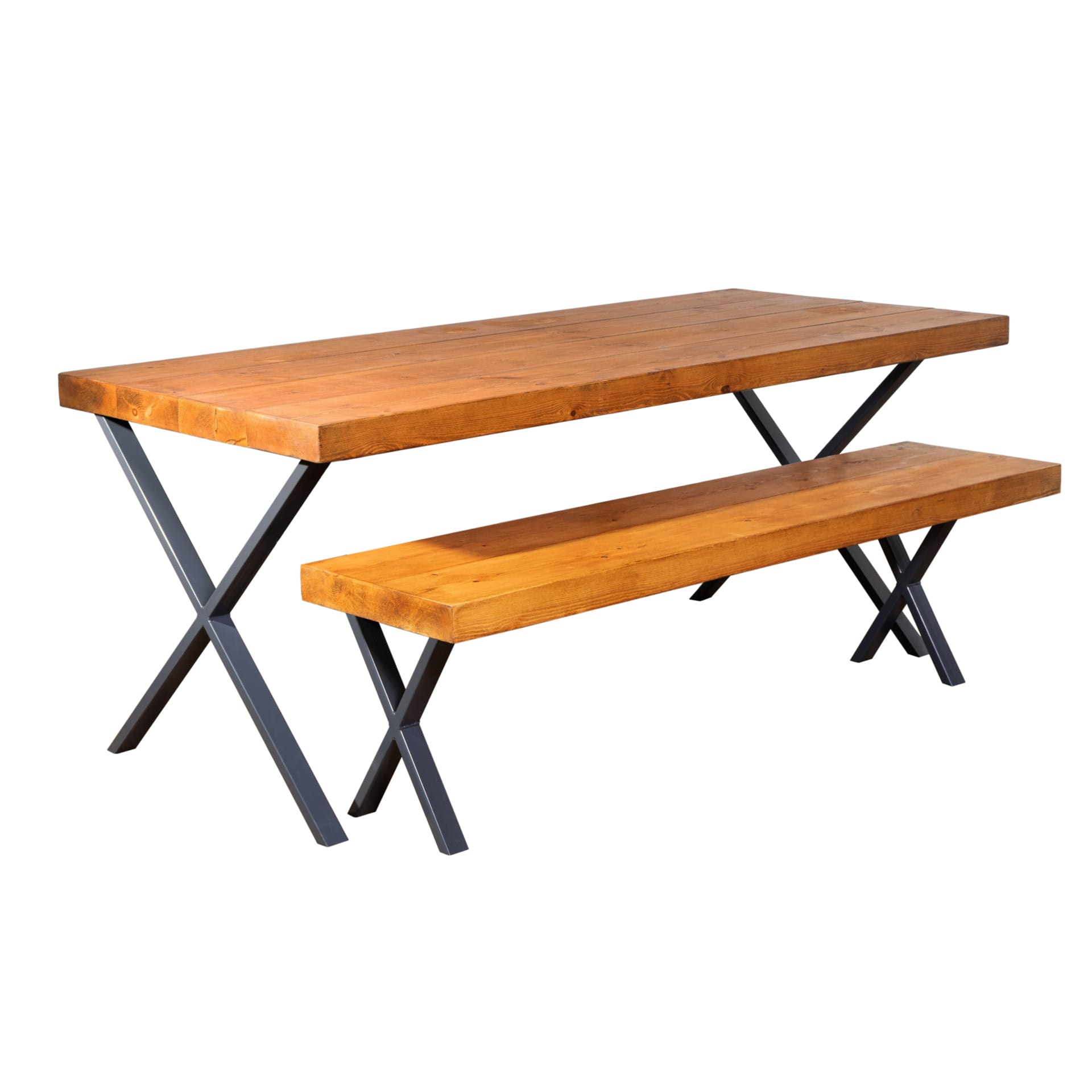 Chunky Rustic Dining Table with X Legs - Solid Wood Furniture