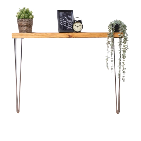 Reclaimed-Timber-Console-Table-with-Chrome-Hairpin-Legs